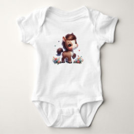 Süßes Kawaii-Babypony mit Blumen Baby Strampler