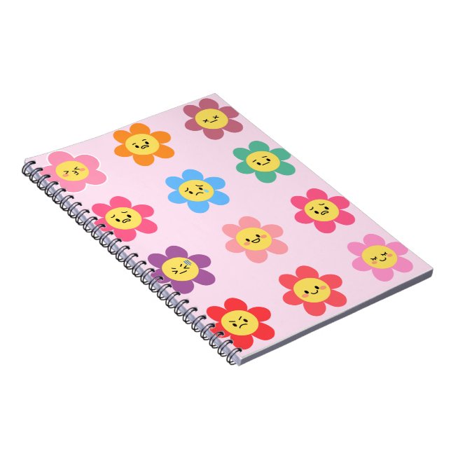 Süßes Kawaii-Blumen-Gefühlsdiagramm Notizblock (Rechte Seite)