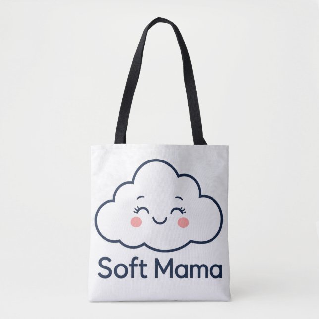 Süßes Kawaii-Cloud "Soft Mama" Logo-Design Tasche (Vorderseite)