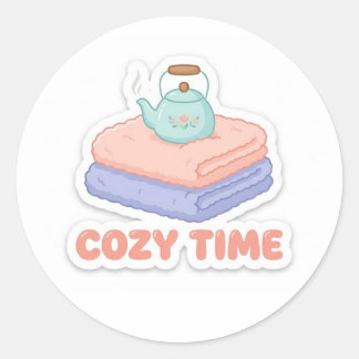 Süßes Kawaii-"Cozy Time"-Sticker Runder Aufkleber