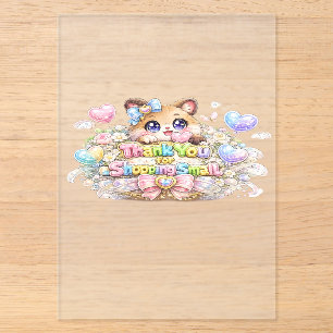 Süßes Kawaii Danke Fürs Einkaufen bei Kleinen Katz Acryleinladungen