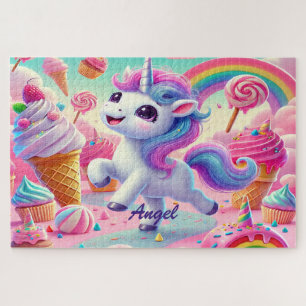 Süßes Kawaii-Einhorn, Cupcakes, Regenbogen