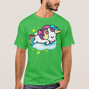 Süßes Kawaii-Einhorn, das auf Wolken schläft Einho T-Shirt