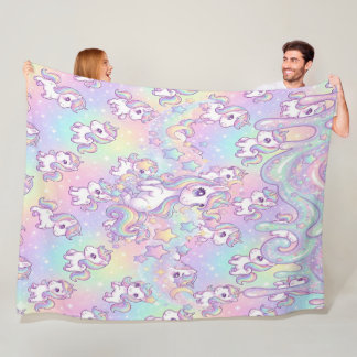 Süßes Kawaii-Einhorn Pastell-Regenbogen Magisch Fleecedecke
