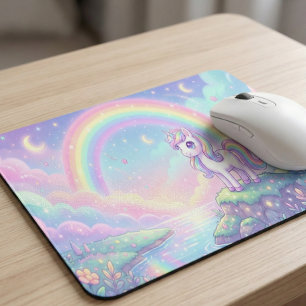Süßes Kawaii-Einhorn-Pastell-Regenbogen-Magisches Mousepad