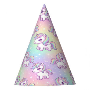 Süßes Kawaii-Einhorn-Pastell-Regenbogen-Magisches Partyhütchen