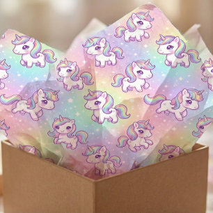 Süßes Kawaii-Einhorn-Pastell-Regenbogen-Magisches Seidenpapier