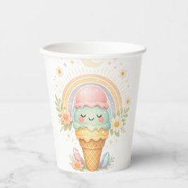 Süßes Kawaii-Eis mit Regenbogen-Pastell-Sommer-D Pappbecher