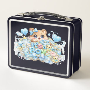Süßes Kawaii Es ist ein Junge Teddybär Pastellblau Metall Brotdose