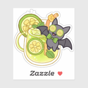 Süßes Kawaii-Fledermaus mit Limonaden-Cocktail Aufkleber