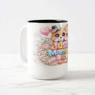 Süßes Kawaii-Frisch-verheiratetes-Pärchen-Tiere-Pa Zweifarbige Tasse
