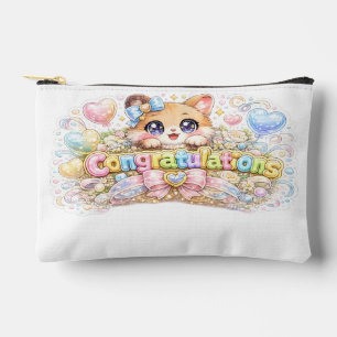 Süßes Kawaii-Gratulationskatze-Pastellrosa-Blumenm Zubehörtasche