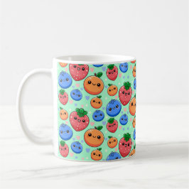 Süßes Kawaii Grün Orange Blau Frucht Kaffeetasse