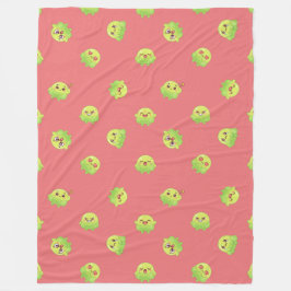 Süßes Kawaii grünes Schleim-Monster dunkles Rosa Fleecedecke