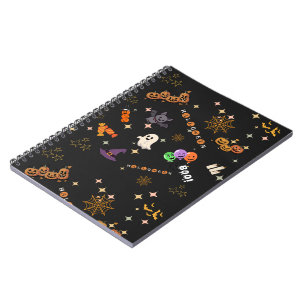 Süßes Kawaii-Halloween-Spooky-Muster Spiral Notizblock