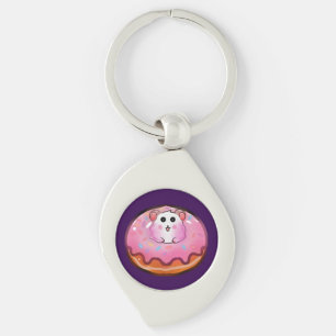 Süßes Kawaii-Hamster in rosa glasierter Donut-Kuns Schlüsselanhänger