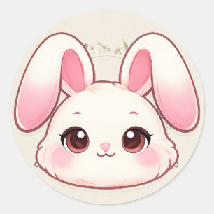 Süßes Kawaii-Hasen-Gesicht-Aufkleber Runder Aufkleber