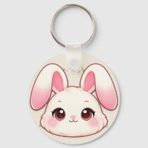 Süßes Kawaii-Hasen-Gesicht-Schlüsselanhänger