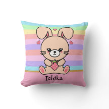 Süßes Kawaii-Hasen-Kaninchen Pastell-Gestreift