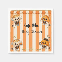 Süßes Kawaii-Kaffee-Croissant-Orange-Baby-Shower