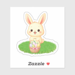 Süßes Kawaii-Kaninchen mit Ostereiern Aufkleber