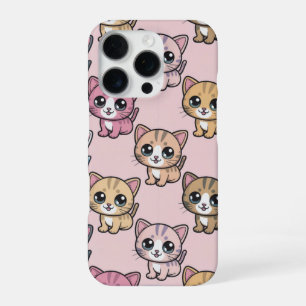 "Süßes Kawaii-Kätzchen-Muster iPhone 16 Pro Hülle. Hülle