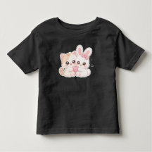 Süßes Kawaii-Kätzchen und Häschen beste Freunde T-
