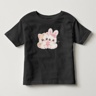 Süßes Kawaii-Kätzchen und Häschen beste Freunde T- Kleinkind T-shirt