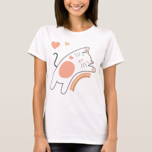 Süßes Kawaii-Katzen-Regenbogen-T-Shirt T-Shirt
