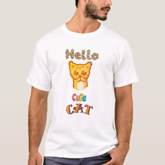 Süßes Kawaii-Katzengesicht Grafik T-Shirt