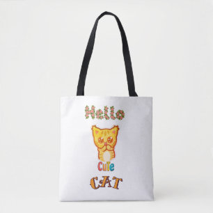 Süßes Kawaii-Katzengesicht Grafik T-Shirt  Tasche