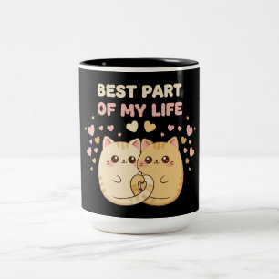 Süßes Kawaii-Katzenpaar verliebt   Bester Teil Zweifarbige Tasse