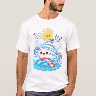 Süßes Kawaii-Kreuzfahrtschiff Delphin Meer Reise T-Shirt