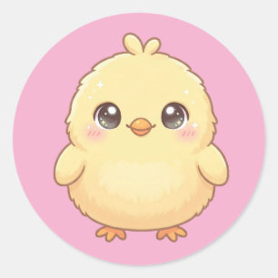 Süßes Kawaii-Küken-Rund-Sticker-Blatt Runder Aufkleber