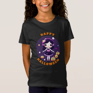 Süßes Kawaii-Mädchen in Kürbissen Halloween T-Shirt