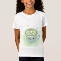 Süßes Kawaii-Matcha-Latte-Heart-Kinder-T-Shirt