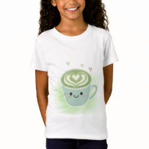 Süßes Kawaii-Matcha-Latte-Heart-Kinder-T-Shirt
