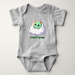 Süßes Kawaii-Mint-Kätzchen in der Wolke Baby Strampler