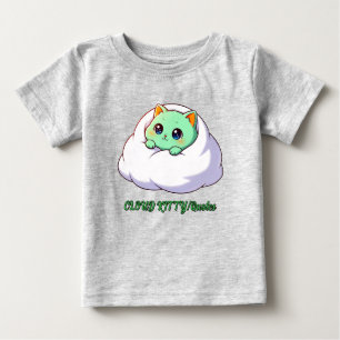 Süßes Kawaii-Mint-Kätzchen in der Wolke Baby T-shirt