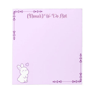 Süßes Kawaii Pastell Lila Aufschauendes Kaninchen Notizblock