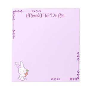 Süßes Kawaii Pastell Lila Kaninchen mit Karotte Cu Notizblock