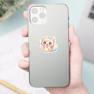 Süßes Kawaii-Regenbogen-Kätzchen-Pastell-Fluffiges Aufkleber