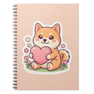 Süßes Kawaii Shiba Inu Hund Herz Spiralnotizbuch Notizblock