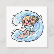 Süßes Kawaii-Surfmädchen Ozeanwelle Sommer-Sticker