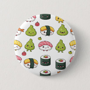 Süßes Kawaii-Sushi-Muster Knopf Lustige Foodie-N Button