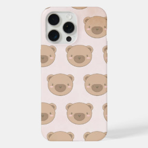 Süßes Kawaii-Teddybär-Muster iPhone 15 Pro Hülle. Max Hülle