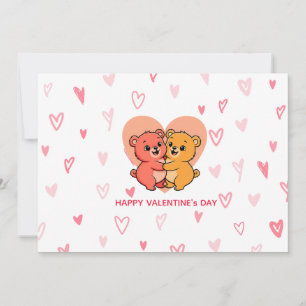 Süßes Kawaii-Teddybär-Paar zum Valentinstag Feiertagskarte