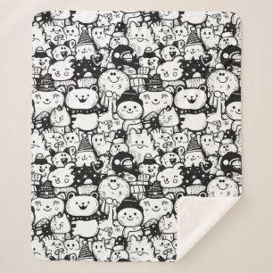 Süßes Kawaii-Tier-Doodle-Muster (2) Sherpadecke