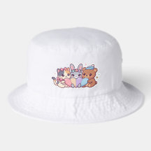 Süßes Kawaii-Tier-Trio Pastell-Herz-Baseballcap