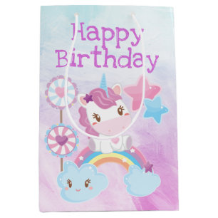 Süßes Kawaii Träumerisches Einhorn Regenbogen Gebu Mittlere Geschenktüte
